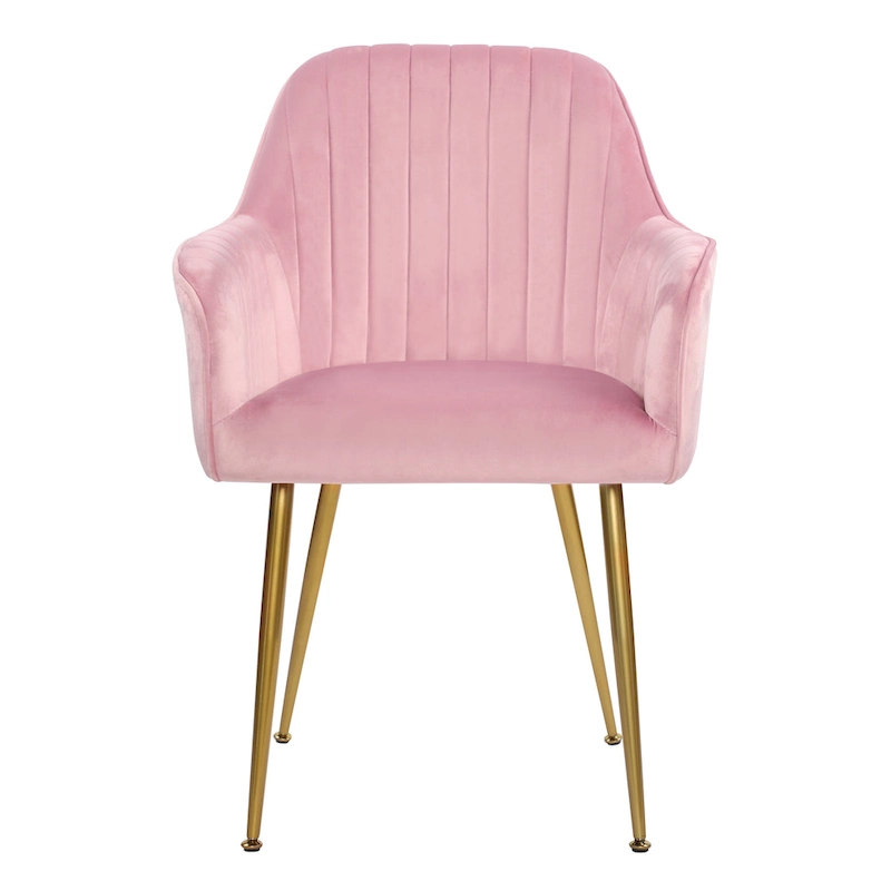 Velvet Accent Dining Chairs with Gold Metal Legs Set of 2