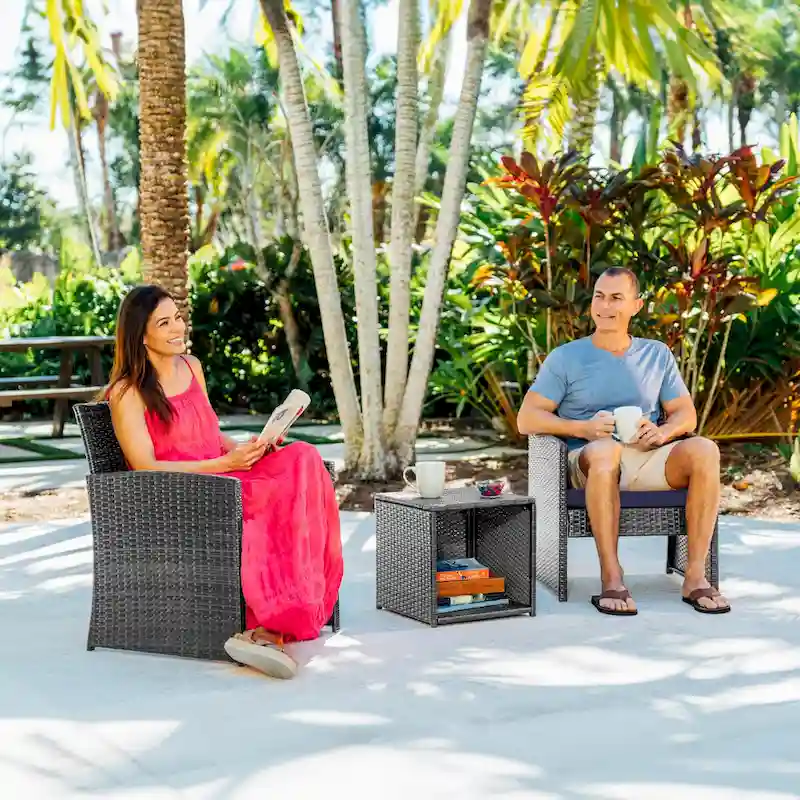 Nestl 3 Piece Patio Furniture Wicker Conversation Set