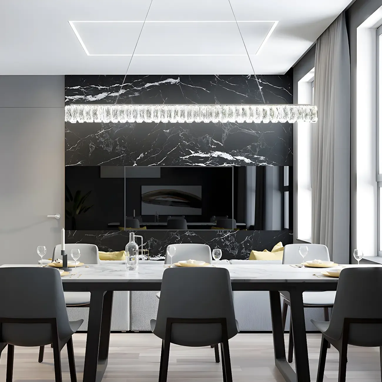 Trendy Modern Crystal Linear Pendant Light