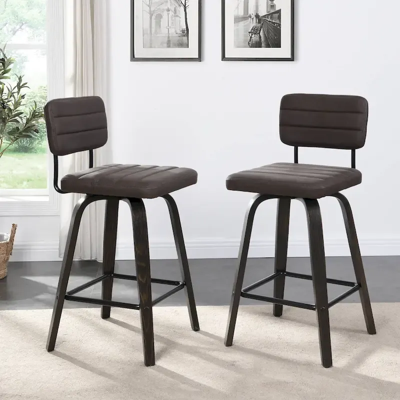 Swivel Counter Height Bar Stool with PU Leather Seat