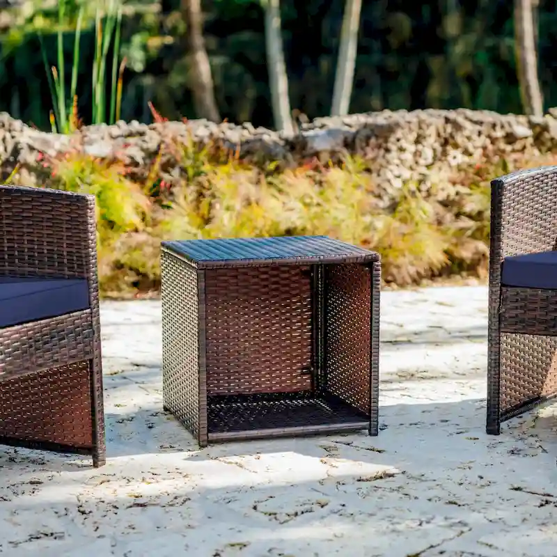 Nestl 3 Piece Patio Furniture Wicker Conversation Set