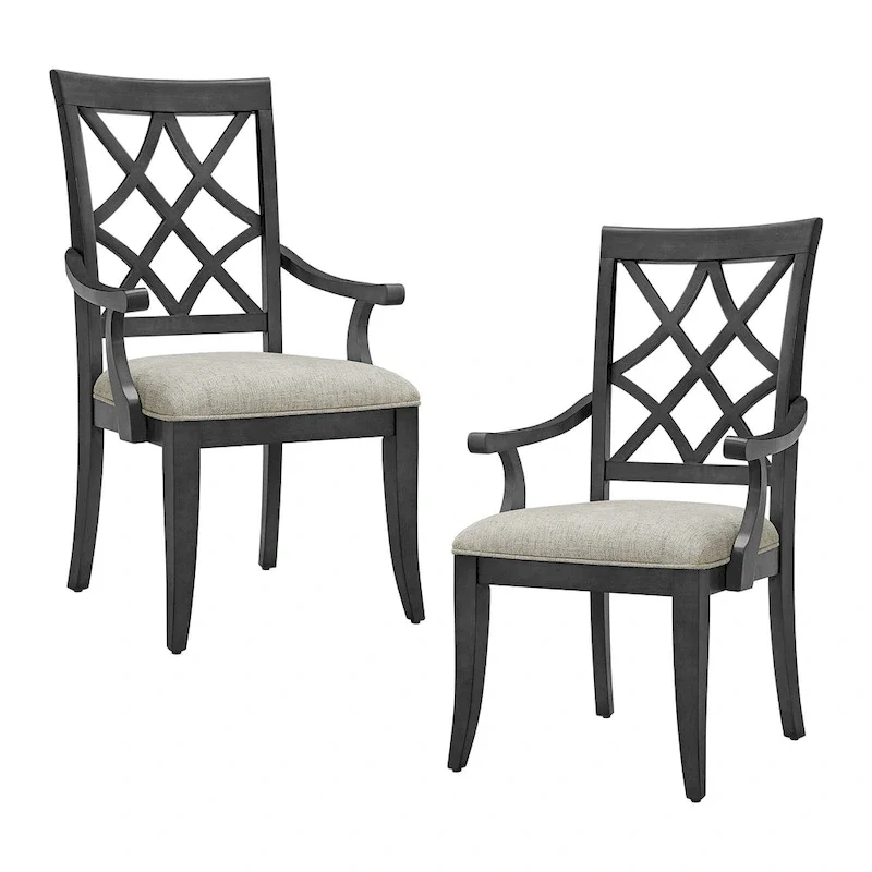 Modern Dining Chairs with Armrests and Upholstered Seat - 2 Pack