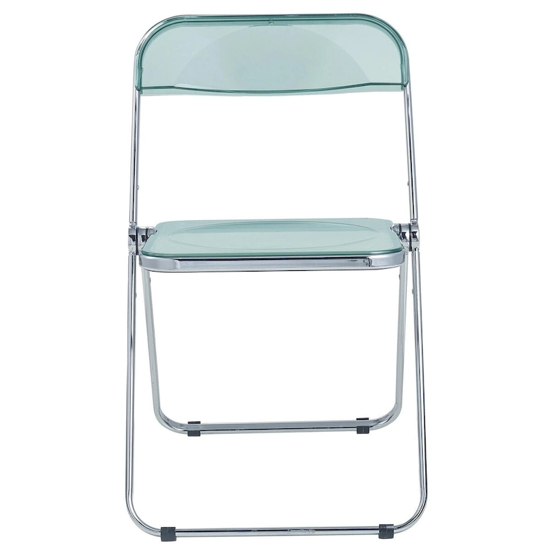 Acrylic Folding Dining Chair with Chrome Frame Set of 4 Lawrence Series by LeisureMod