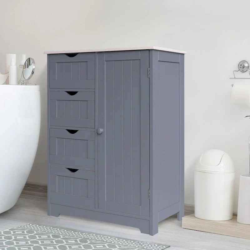 VEIKOUS Bathroom Floor Storage Cabinet with 4 Drawers