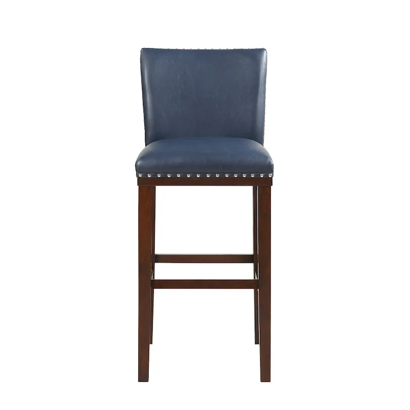 Wood and Faux Leather Bar Stool