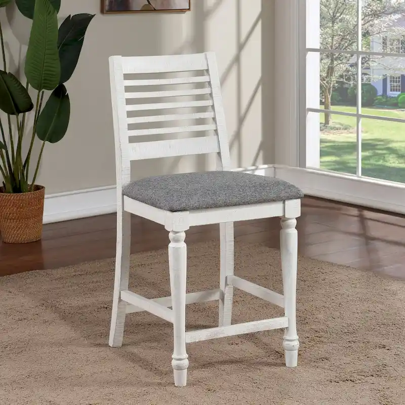 Ionessa Farmhouse Antique White Wood 5-Piece Counter Height Dining Set by Furniture of America