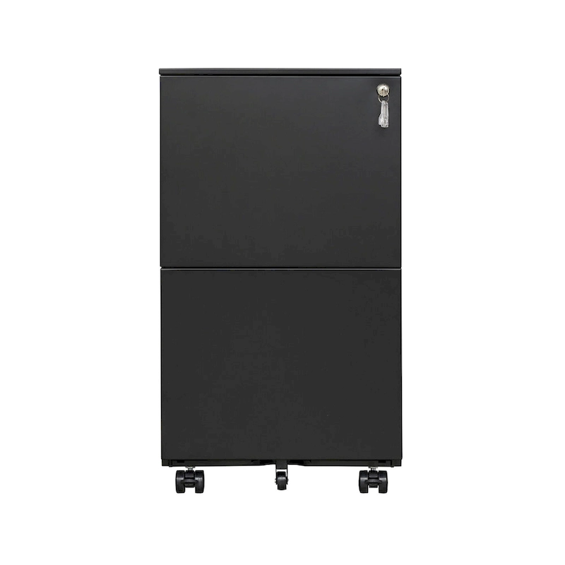2 Drawer Steel Mobile Filing Cabinet with Lock and Anti-tilt Wheels