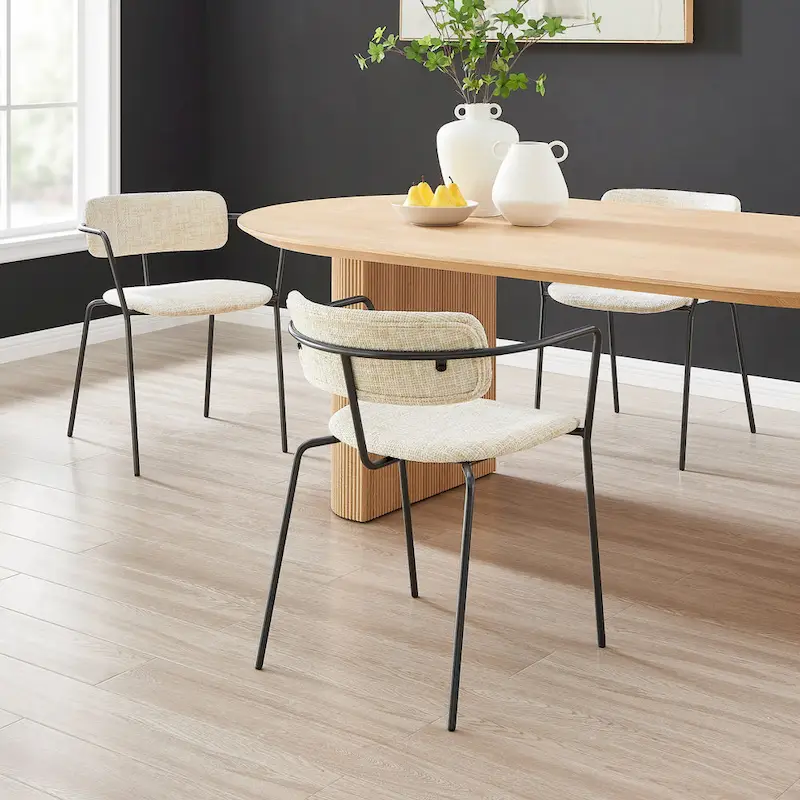 Alivia Fabric Dining Side Arm Chair, (Set of 2)