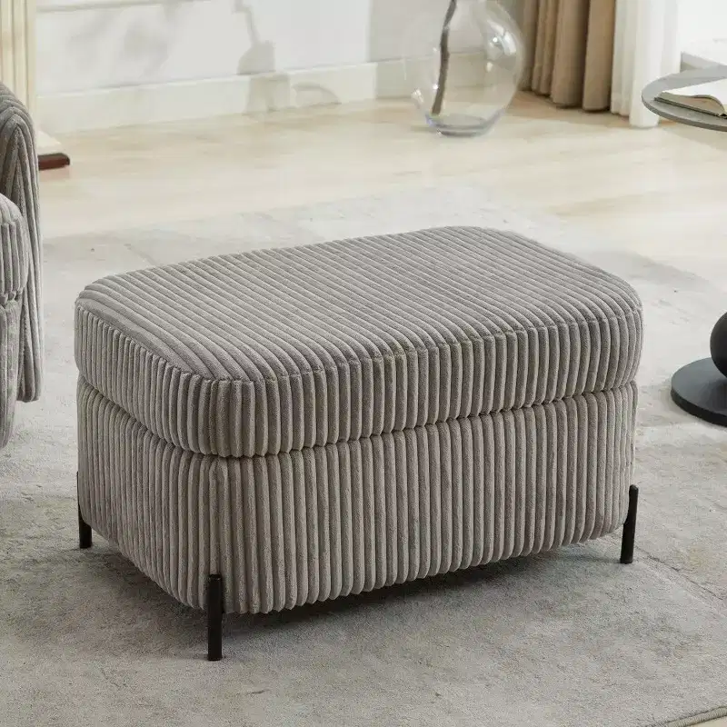 TUYOHW 30.3 Storage Ottoman Bench,Upholstered End of Bed Ottoman Bench with Hidden Storage,Corduroy Ottoman for Living Room,Entryway