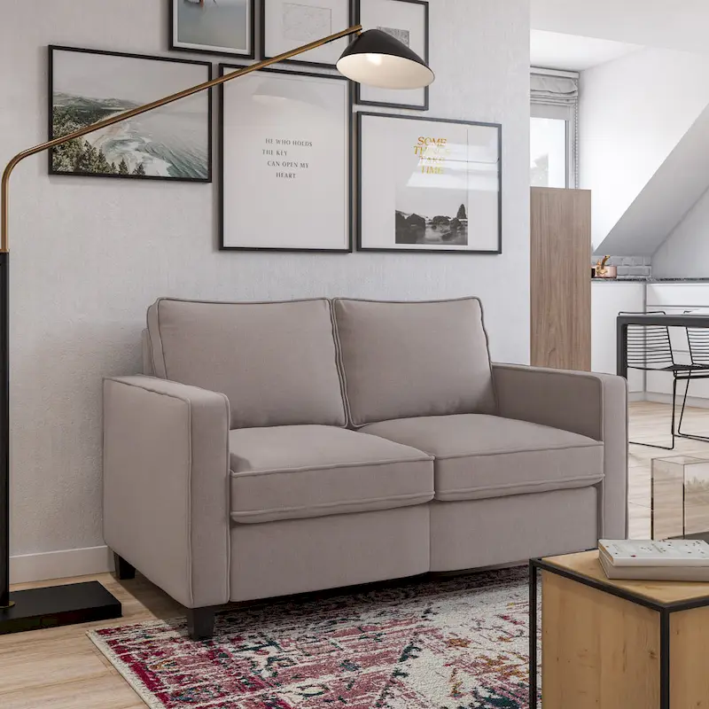 2-Seater Upholstered Loveseat Sofa – Taupe