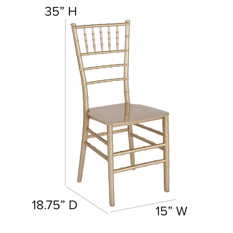 Resin Stackable Chiavari Chair - 15W x 18.75D x 35H - 15W x 18.75D x 35H