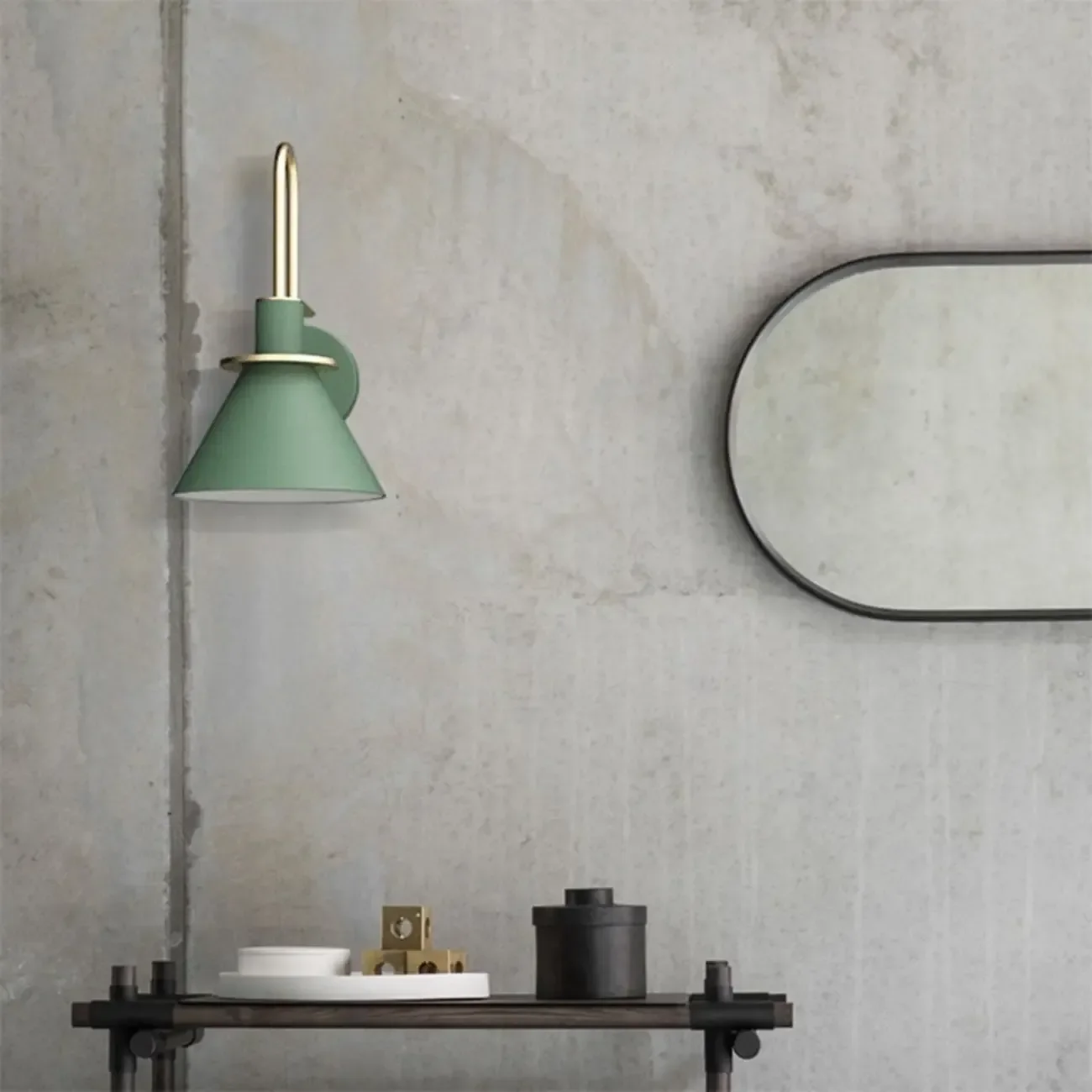 Modern 1-Light Cone Bath Vanity Light with Iron Shade