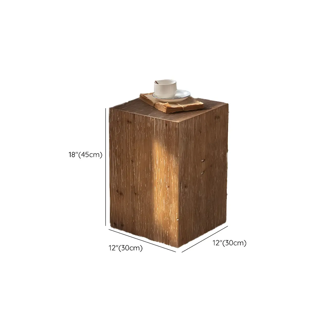 Elegant Geometric Wooden Block Accent Side Table