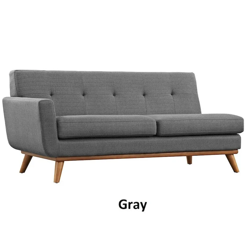 Engage Mid-century Modern Upholstered Fabric Left-arm Loveseat, Azure