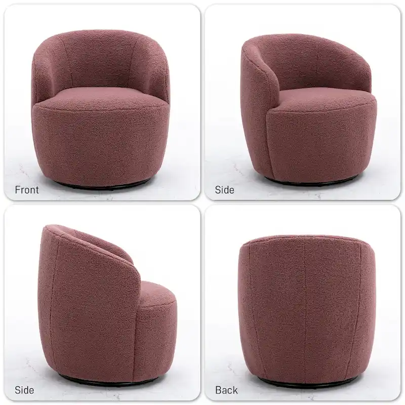 Ouyessir Modern Teddy Upholstered Swivel Barrel Chair(Set of 2)