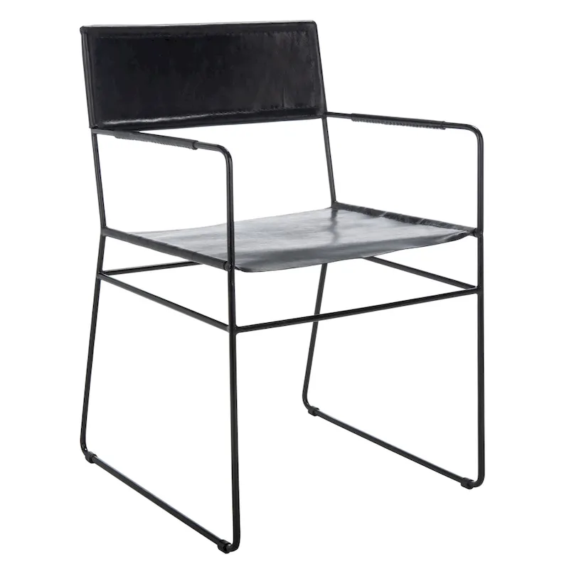 SAFAVIEH Bernardine Leather Dining Chair (Set of 2) - 21.7 W x 19.7 L x 31.9 H - 22Wx20Dx32H