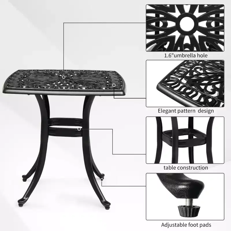 Karl Home | 21.3-Inch Square Cast Aluminum Garden Side Table