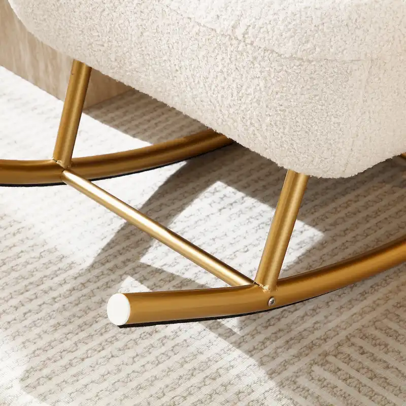 Sherpa Fabric Upholstered Rocker Glider Chair