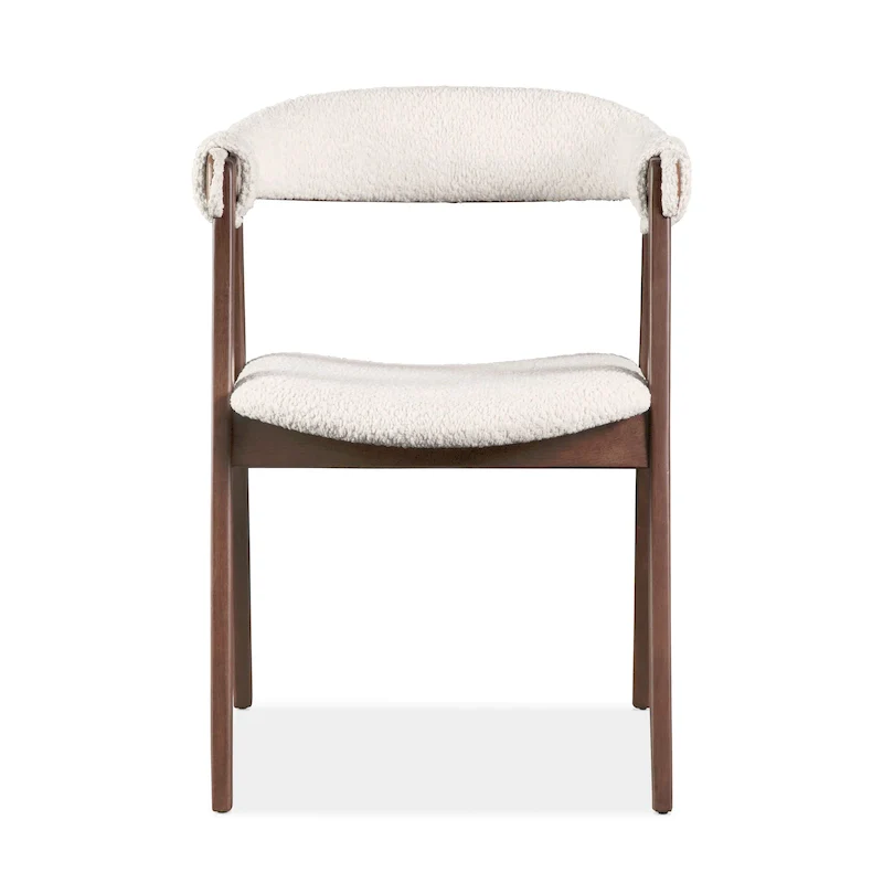 Furniture of America Shaw Mid-century Boucle Wood Dining Chairs (Set of 2)