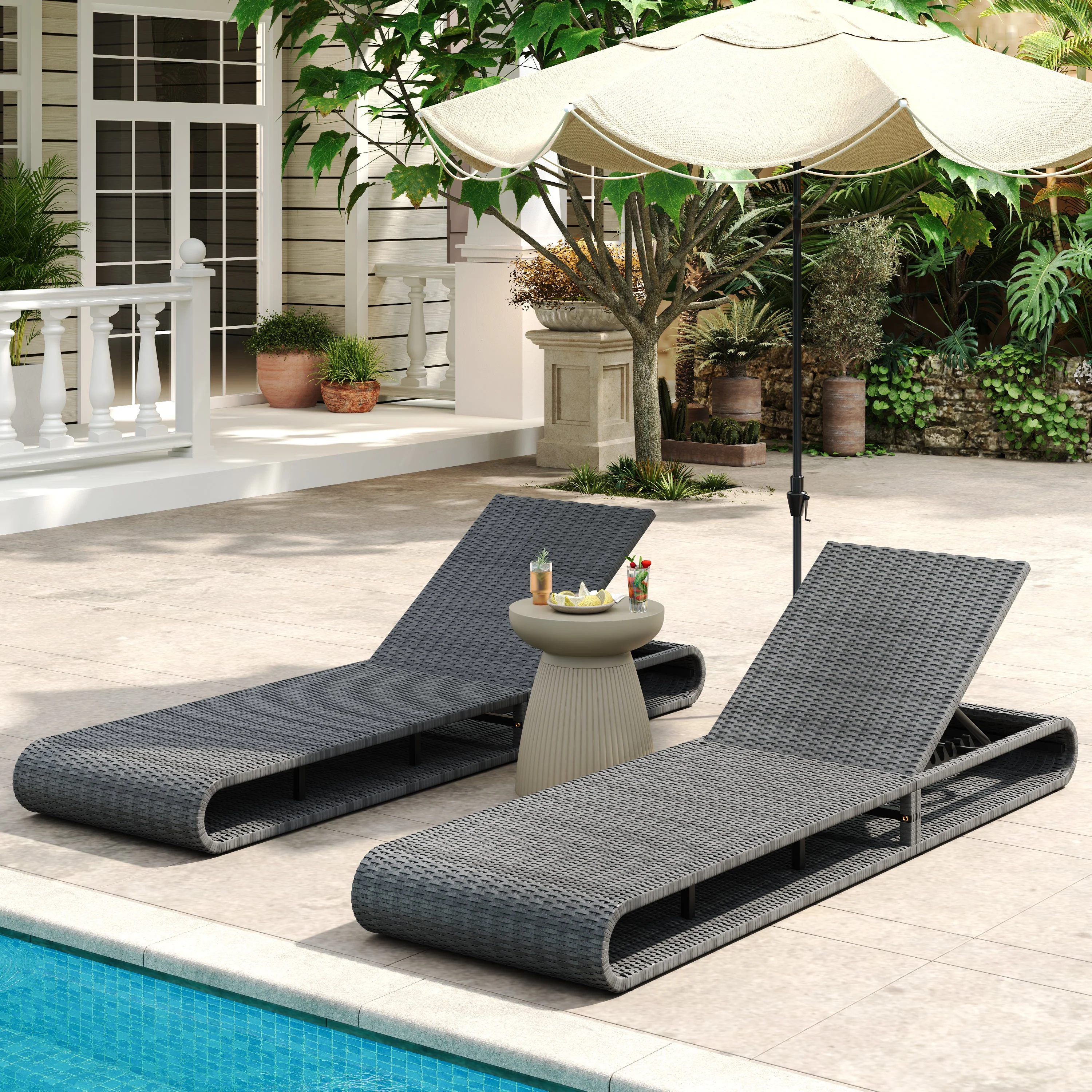 Sancty Outdoor PE Rattan Chaise Lounge