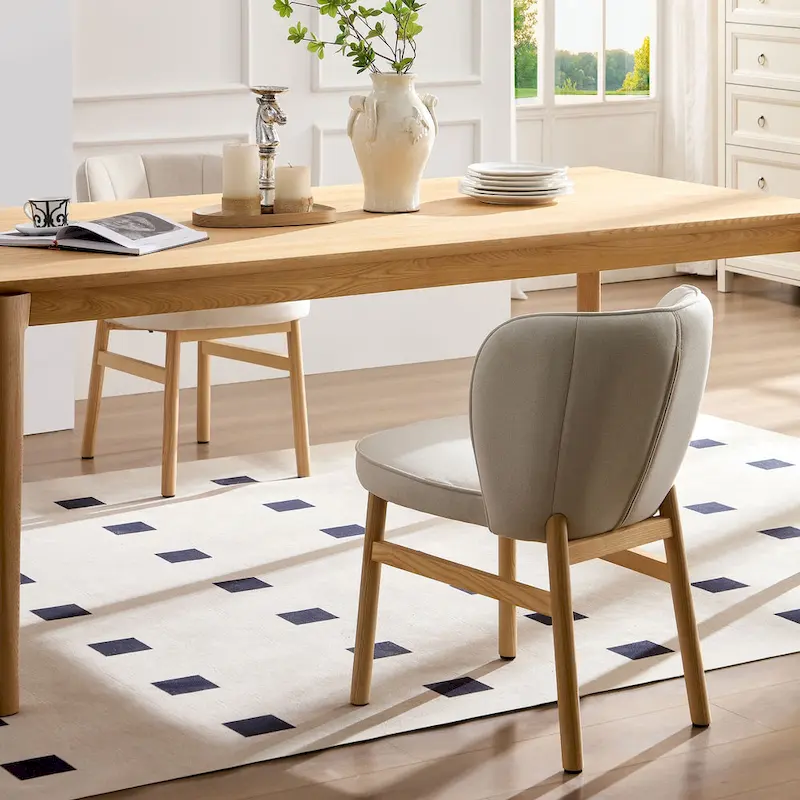 Wooden Frame Upholstered Shell Dining Chairs set of 2