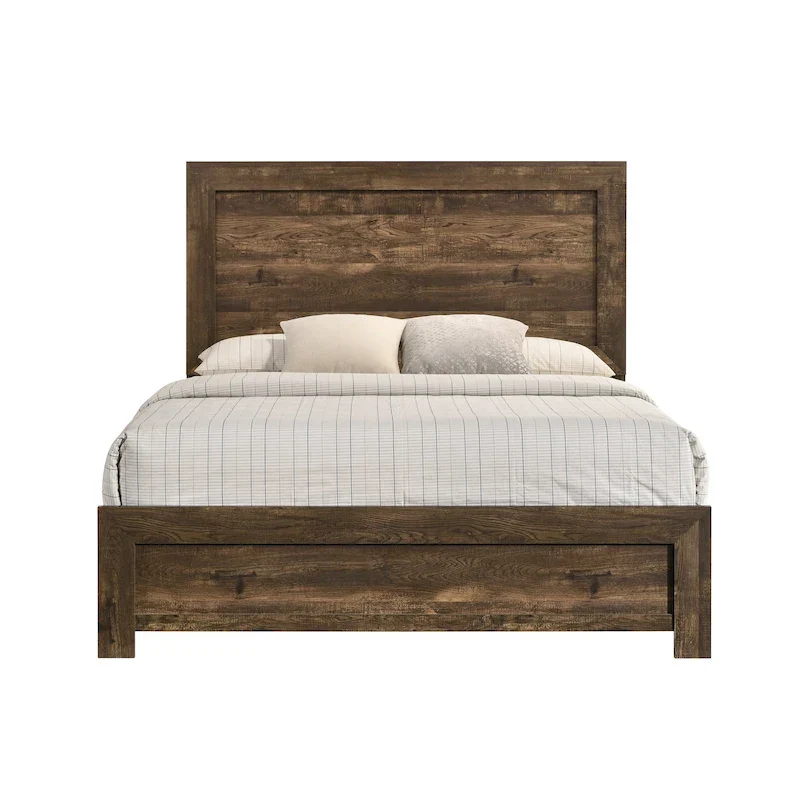 Furniture of America Greer Rustic Walnut Panel Wood Bed