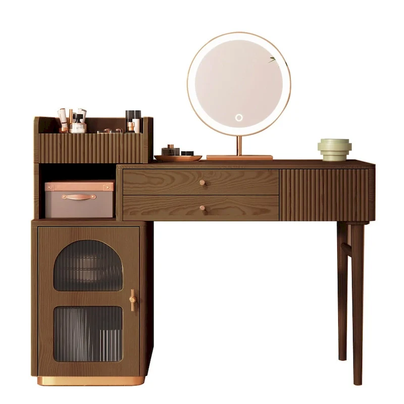 Vanity Set Makeup Table with 3 Drawers, Wood