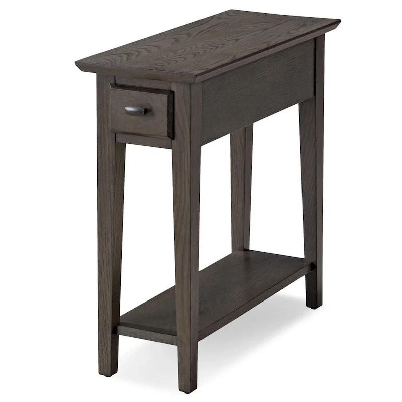 Solid Wood Narrow Side Table with Drawer and Shelf