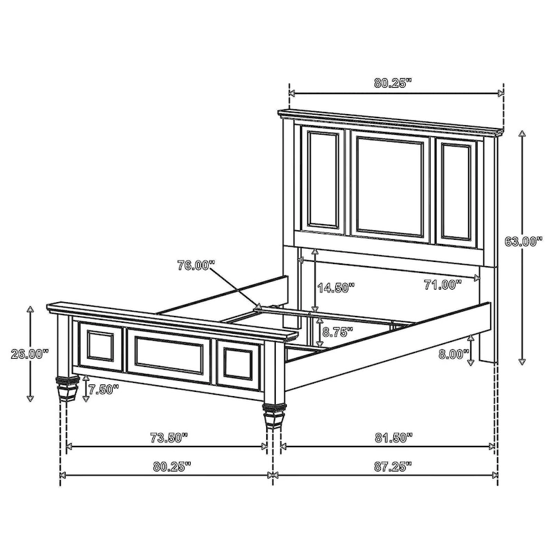 Lila King Bed, Picture Frame Panel Headboard, Farmhouse Black Wood