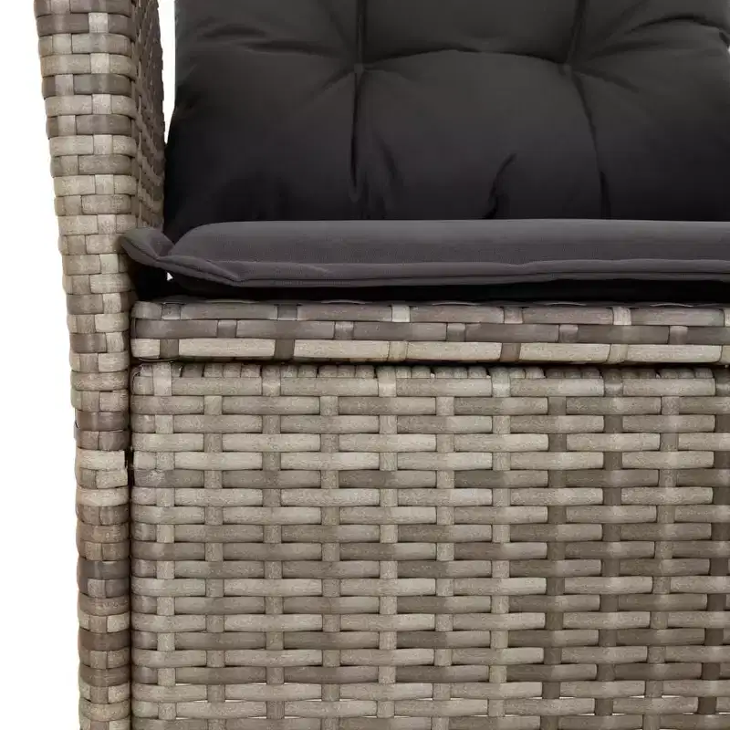 vidaXL Patio Dining Set with Cushions Table and Chairs Bistro Set Poly Rattan - Gray Without footrest 8-Piece