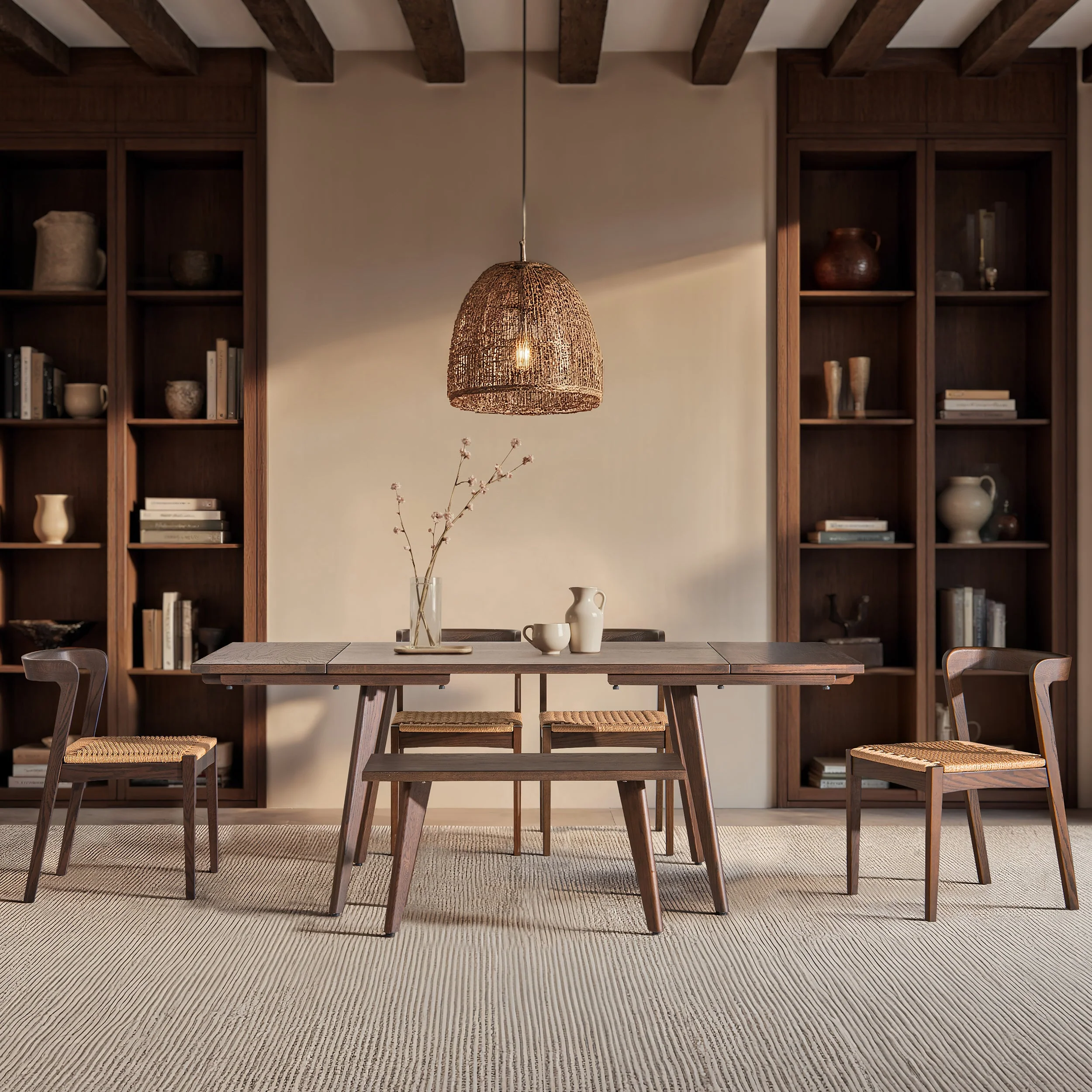 Capri Woven Seat Oak Wood Dining Chair