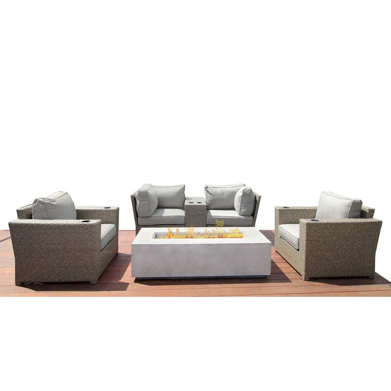 6 Piece Rattan Sectional Seating Group with Cushions