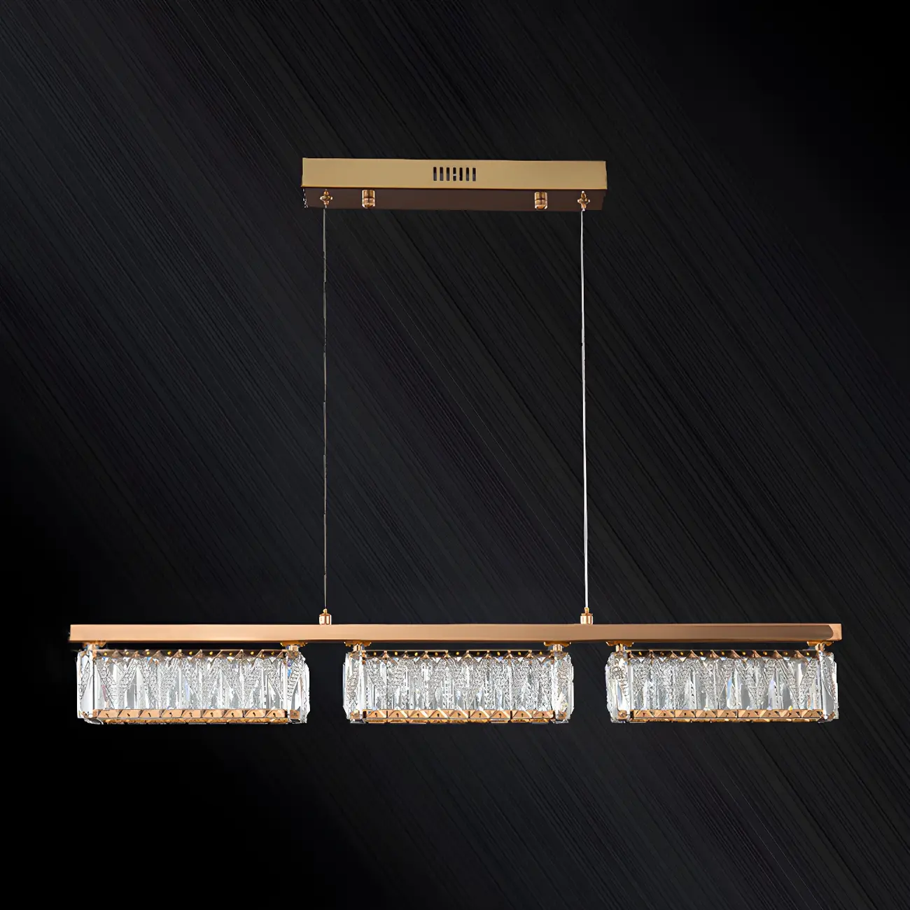 Kitchen Modern Crystal Gold Rectangular Pendant Light