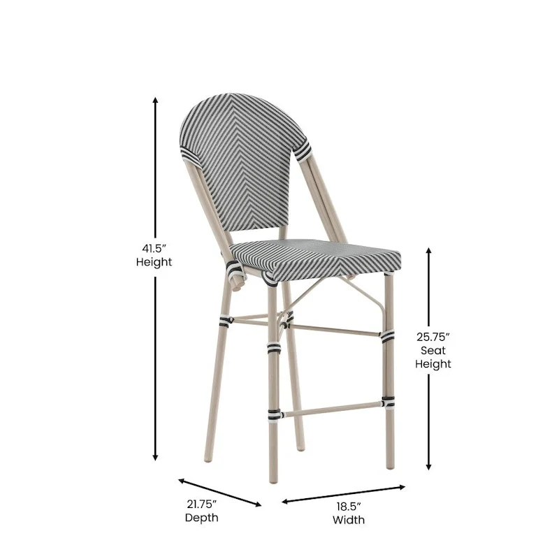 2PK Stacking Bistro Chair with Metal Frame & PE Seat