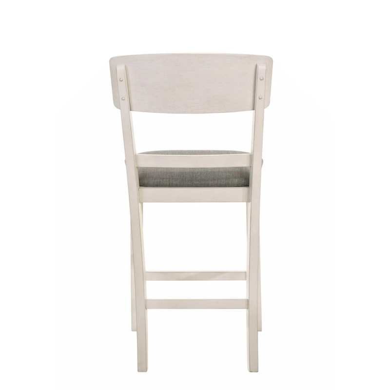 2pc Transitional Upholstered Counter Height Dining Chair Bar Stools Brown Finish Wooden Furniture