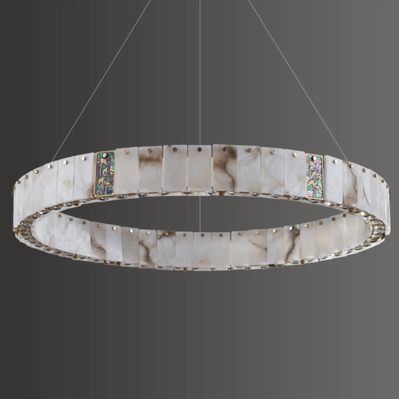 Agate Gold Circular Onyx Modern Ring Chandelier Light