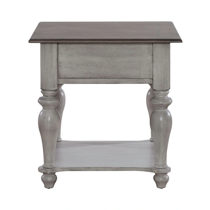 Ocean Isle Antique White & Weathered Pine Drawer End Table