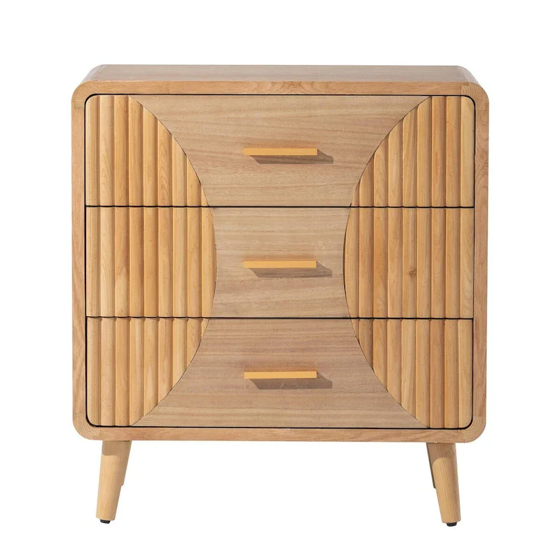 Farmhouse Nightstand, Mid Century Nightstand with Handcrafted , Boho, Rustic Style, Natural Wood