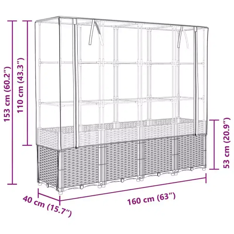 vidaXL Raised Bed Brown Polypropylene 63.0 in x 15.7 in