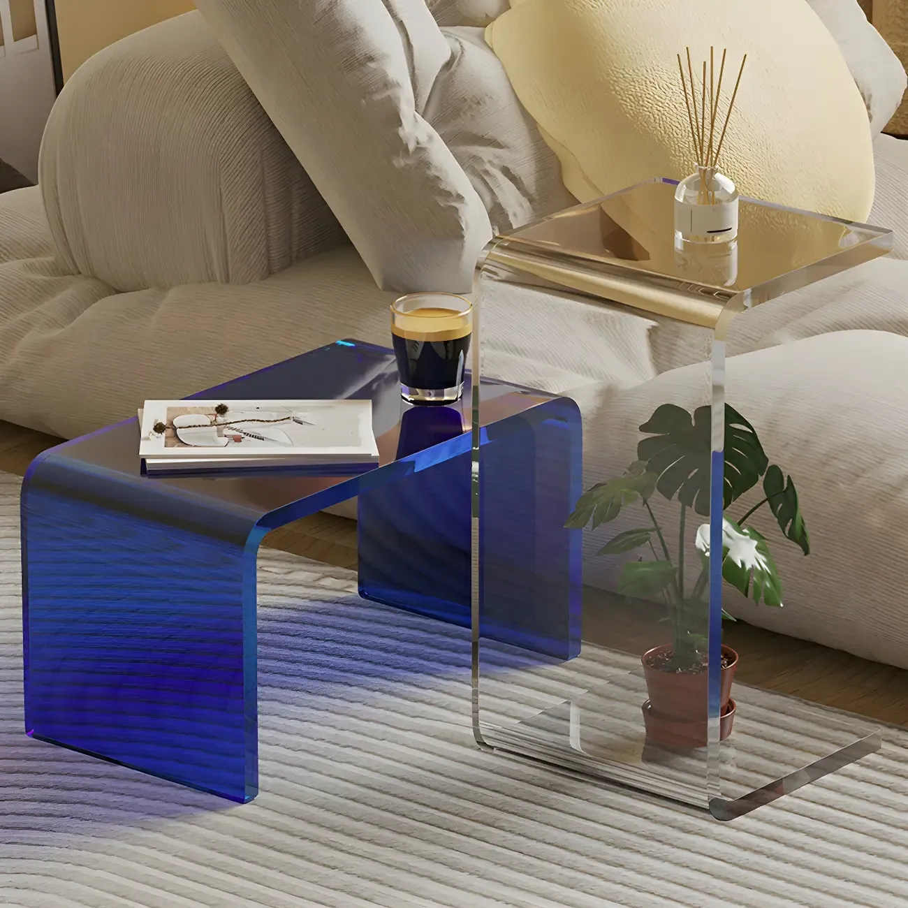 Versatile Acrylic Side Table C-Shaped