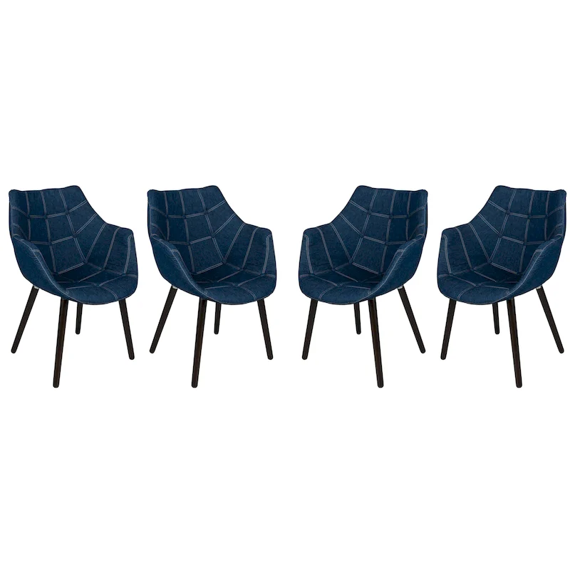 Denim Barrel-Back Accent Chair for 1 Person