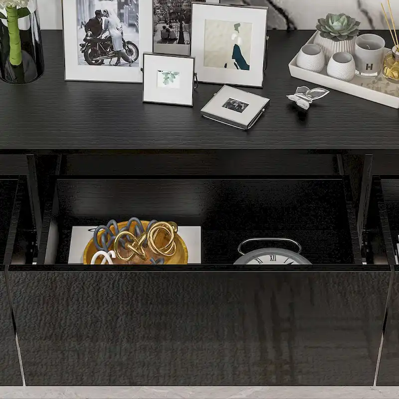 63 Floating Entertainment Center, Wall Mount LED TV Stand High Gloss