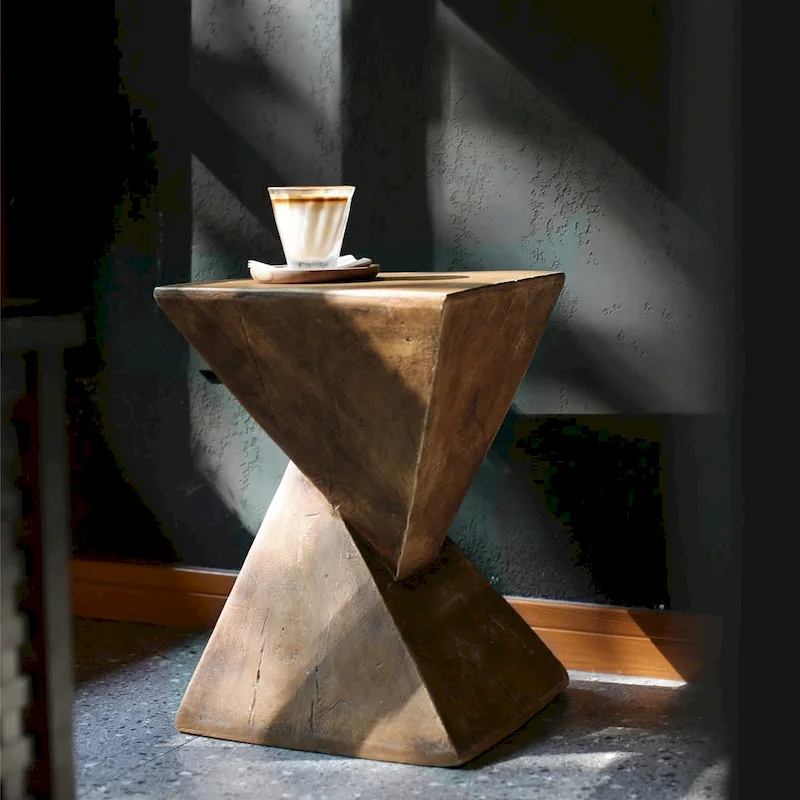 Modern Lightweight Concrete Side Table Accent Table Garden Patio - 12 x12 x18