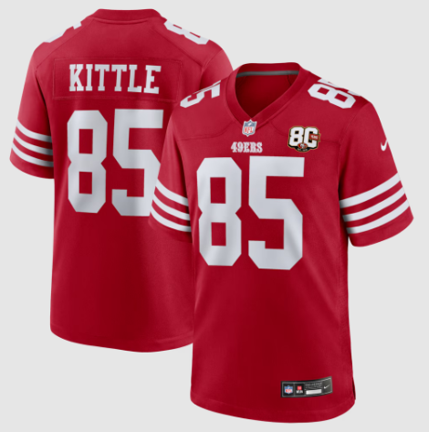 San Francisco 49ers George Kittle Scarlet 80th Anniversary Game Jersey