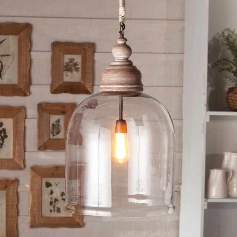 Ansley 26 inch Cloche Pendant Whitewash Finish - 26 in.