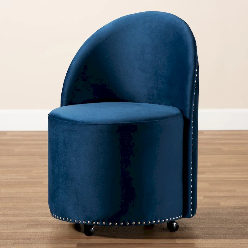 Bethel Glam and Luxe Velvet Rolling Accent Chair