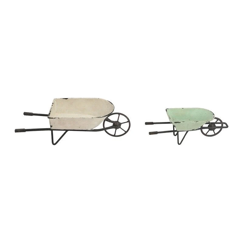 Elina Homestead Tabletop Metal Farmhouse Wheelbarrow Set - 3 H x 9.5 W x 3.5 D
