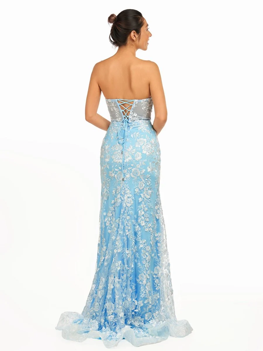 Mermaid Sweetheart Lace Prom Dress with Detachable Sleeves