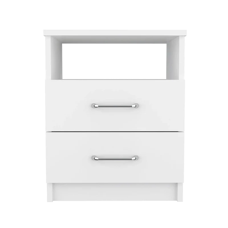 FM Furniture Oklahoma Nightstand with Two Drawers, and One Shelf