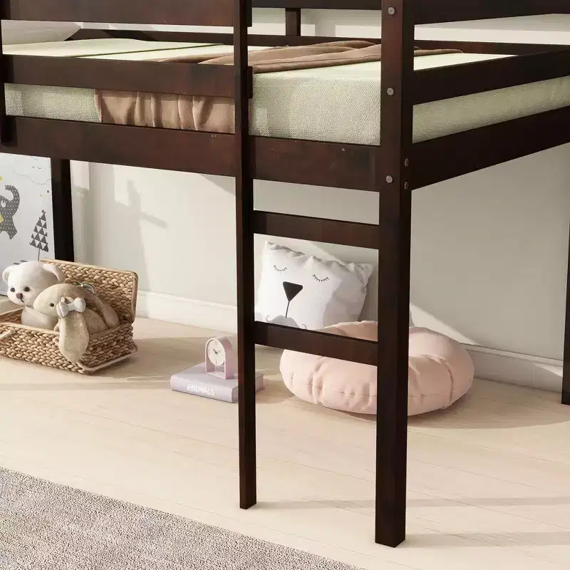 MAYEERTY Twin Bed Frame Soft-Close Drawers Kid-Friendly Solid Pine Wood